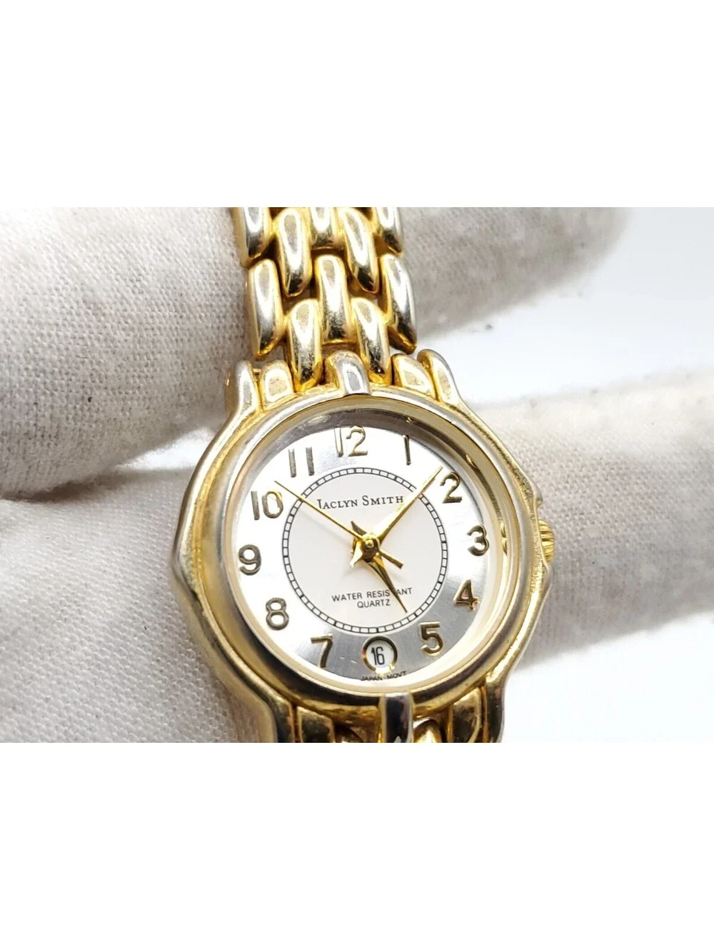 Jaclyn Smith Watch Womens New Battery Gold Tone Date Dial 24mm